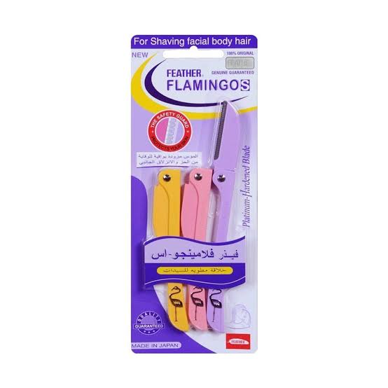 Feather Flamingo Razor For Shaving Facial Body Hair - 3pcs