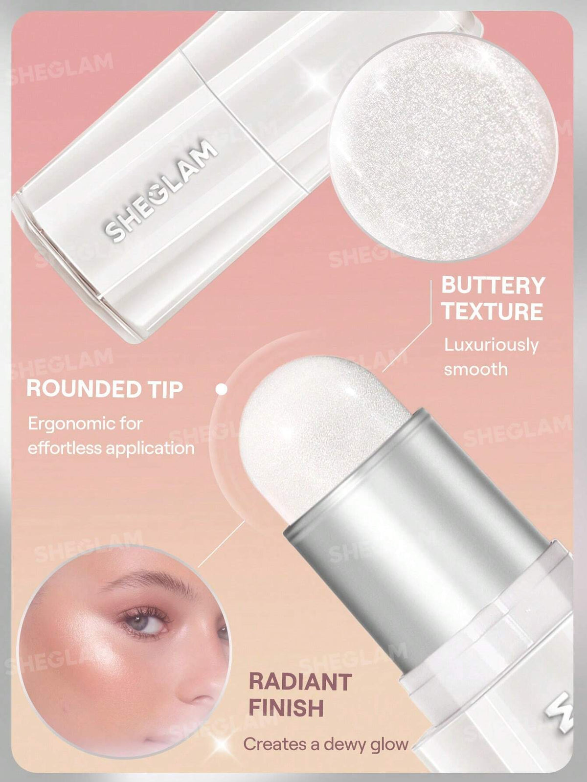 Sheglam Buttery Bling Highlight Stick-Pink Satin