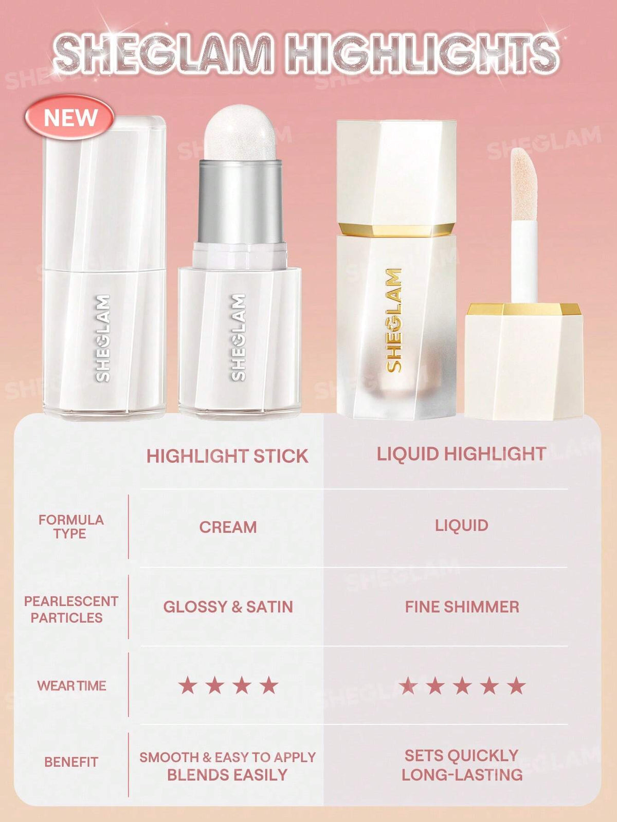 Sheglam Buttery Bling Highlight Stick-Pink Satin