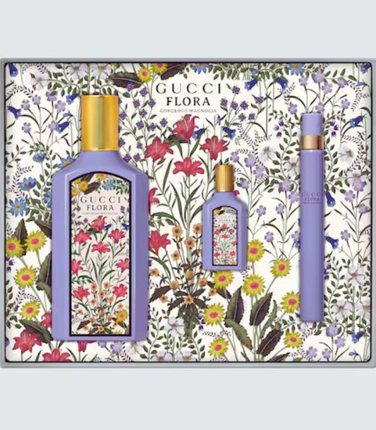 Gucci Flora Gorgeous Magnolia EDP SET (100ML EDP 1+5ML EDP+ 10MLTravel Spray)