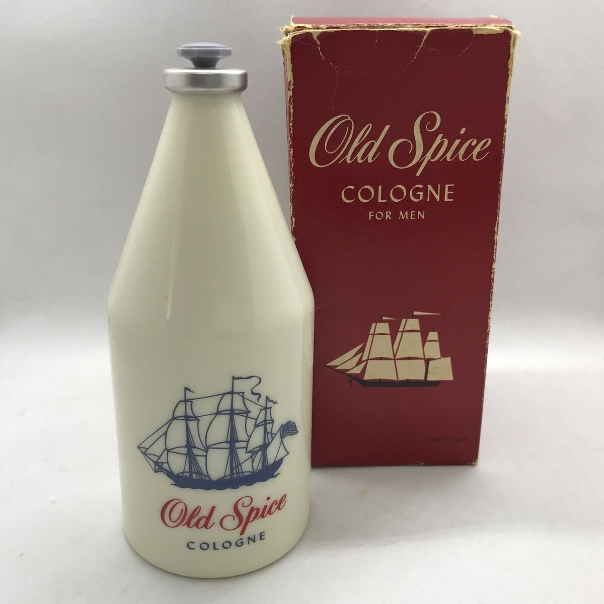 Old Spice Cologne Shulton Milk Glass Bottle 9.5 fl.oz